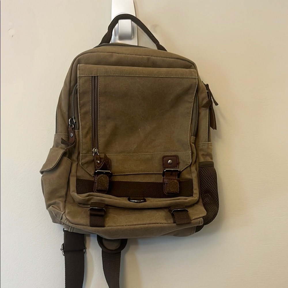 Men's Tan Canvas Backpack